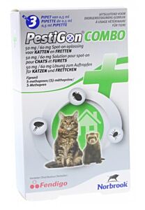 Pestigon combo 50mg/60mg Spot-On katten en fretten 3x 0,5ml