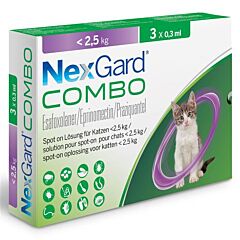 NexGard COMBO Kat S (0,8- 2,5kg) 3 pipet á 0,3ml
