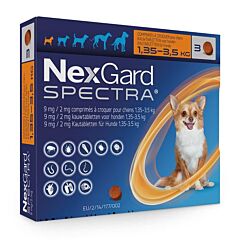Nexgard SPECTRA XS (1,35 - 3,5kg) 3 kauwtabl.