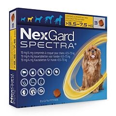 Nexgard SPECTRA S (3,5-7,5kg) 3 kauwtabl.