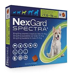 Nexgard SPECTRA M (7,5 - 15kg) 3 kauwtabl.