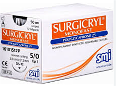 Surgicryl Monofast usp5/0 50cm DS12ep ongekleurd 16101512P