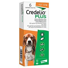 Credelio Plus 225mg/8,44mg Hond (>5,5-11kg) 6tbl.