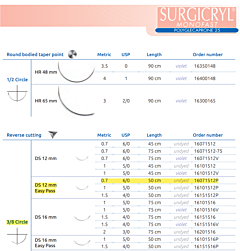 Surgicryl Monofast ep-0,7 usp 6-0 DS12 EASYPASS 50 cm 12 st