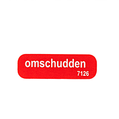 Etiketten 'omschudden' rood 1000 stuks