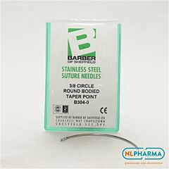 Hechtnaald 3/8 gebogen rond 0 (86mm) rvs per 12 stuks B304-0