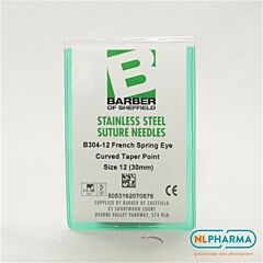 Hechtnaald 3/8 gebogen rond 12 (30mm) rvs 12 stuks B304-12