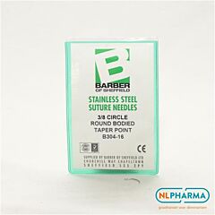 Hechtnaald 3/8 gebogen rond 16(18mm) rvs 12st. B304-16