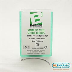 Hechtnaald 3/8 gebogen rond 7 (50mm) rvs 12 stuks B304-7