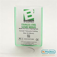 Hechtnaald 3/8 gebogen snijdend 10(38mm)rvs 12 stuks B204-10