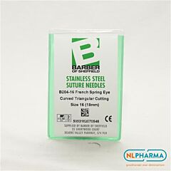 Hechtnaald 3/8 gebogen snijdend 16(18mm) rvs 12stuks B204-16