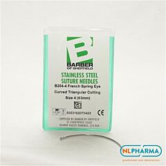 Hechtnaald 3/8 gebogen snijdend 4 (63mm) rvs 12 stuks B204-4