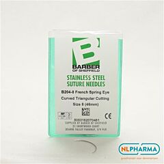 Hechtnaald 3/8 gebogen snijdend 8 (46mm)rvs 12 stuks B204-8