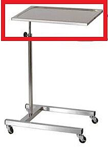 Tafelblad met stang instrument aanreiktafel 43x60cm rvs