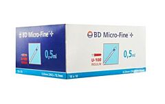 Spuit/naald BD insuline 0,5ml U100 29Gx 12,7mm Zakje 10 stuk