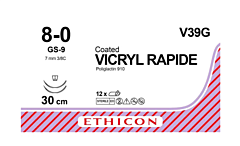 Vicryl Rapide v39g usp 8-0 gs-9 30 cm 12 stuks