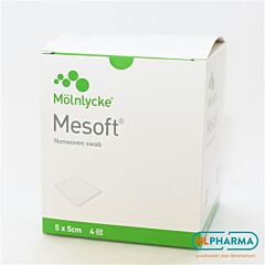 Kompres nonwoven Mesoft 5x5cm niet steriel 300 stuks 4-laags