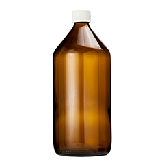 Fles Medicijnfles 1000 ml bruin met schroefdop   24 stuks