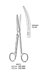 Schaar chir. 16,5 cm gebogen spits/stomp