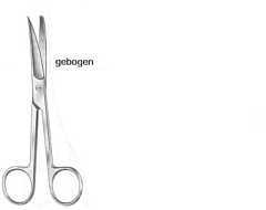 Schaar chirurgisch 16,5 cm Gebogen spits/stomp