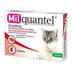 Milquantel 16mg/40mg doos 4 tabletten grote kat