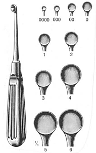 Scherpe lepel / botcurette Bruns 17cm mt.0000 rond (2.0mm)