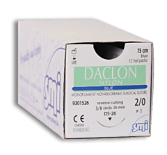 Daclon nylon black DS12mm ep-1-0 usp 5 75cm 12 stuks