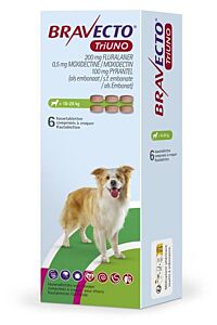Bravecto Tri Uno 1x6 tabl. middelgrote hond 10-20kg