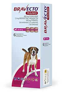 Bravecto Tri Uno 1x6 tablet zeer gr. hond 40-60 kg