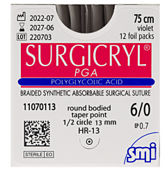 Surgicryl PGA usp 6/0 HR13mm 75cm 12st.