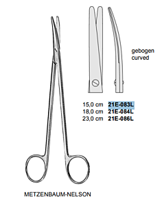 NL Pharma Prepareerschaar Metzenbaum 14,5 cm gebogen Links
